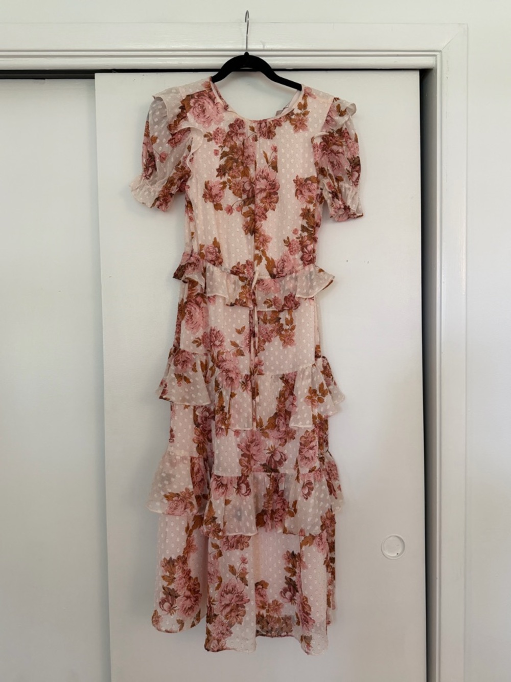 Rachel Parcell Pink Floral Tiered Midi Dress